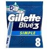 Gillette Blue 3 Simple Rasoirs Jetables Pour Homme, 3 Lames, Tête Fixe, Lubrastrip x8