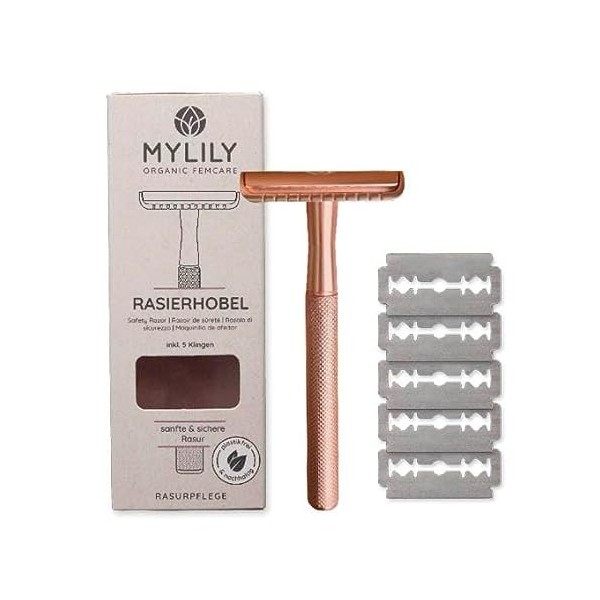 MYLILY® Rasoir de sureté avec 5 lame rasoir I rasoir nez I rasoir femme I rasoir métal sans plastique I tondeuse femme intime