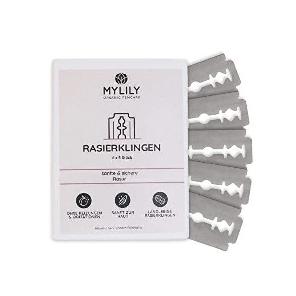 MYLILY® Rasoir de sureté avec 5 lame rasoir I rasoir nez I rasoir femme I rasoir métal sans plastique I tondeuse femme intime