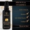 Serum Vitamine C Bio Anti Taches Brunes Visage pour une Peau Hydratée et Unifée 50ml, Vitamine C Serum Visage Repulpant, Anti