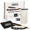 Rasoir à Barbe Traditionnel / Rasoir de barbier lame interchangeable + Boite de 5 doubles lames + Stick dalun + Chiffon de p