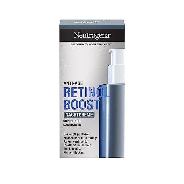 Neutrogena - Retinol Boost - Crème de nuit 50&nbsp;ml , et crème de soin visage - Absorption rapide et anti-âge, avec rétinol - E ...