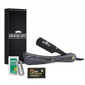 Rasoir coupe choux à Barbe de Creative Cuts - Rasoir de Barbier Homme - Coupe Chou Traditionnel bois de American avec 10 Lame