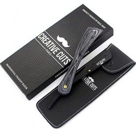 Rasoir coupe choux à Barbe de Creative Cuts - Rasoir de Barbier Homme - Coupe Chou Traditionnel bois de American avec 10 Lame