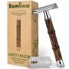 Rasoir de Sécurité avec Manche en Bambou | Rasoir de Sûreté | Traditionnel & Durable | Respectueux de l’environnement | Bamba