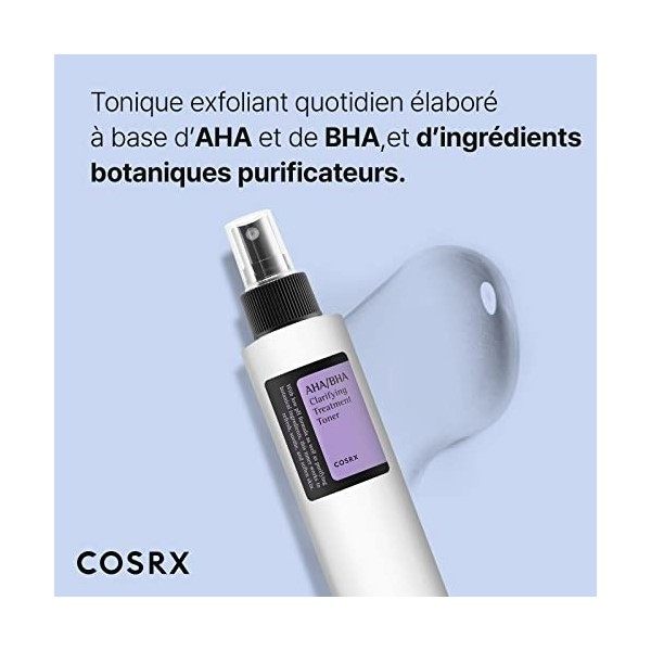 Cosrx AHA/BHA Clarifying Treatment Toner | Lotion Tonique Toner exfoliant pour le visage pour les points blancs, les pores et