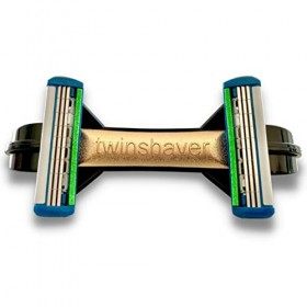 twinshaver rasoir pour crâne chauve + 4 lames de rechange, protection contre les coupures et 80% de gain de temps, corps & tê