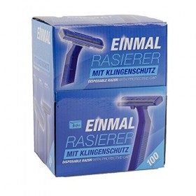 Teqler T-370650 Rasoir jetable rase chaque longueur de poil délicatement, sûrement et sans irritations, bleu pack de 100 