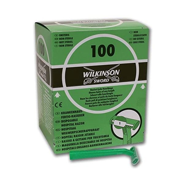 Wilkinson Sword Hospital – maquinillas de rasoir jetables avec fonction retractil, boîte distributrice, couleur vert
