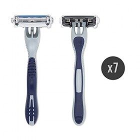 Marque Amazon - Solimo Men Rasoirs jetables 3 lames, 7 unités, Bleu