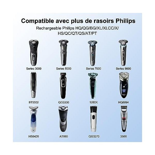 Chargeur Tondeuse HQ8505 Rasoir pour Philips Séries 9000 7000 5000 3000 1000 QP6510 QP6520 HQ8160 HQ9160 HQ9100 HQ6075 HQ6070