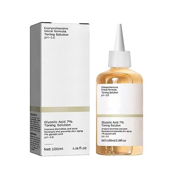 The Ordinary Glycolic Acid 7 Toning Resurfacing Solution, Convient à toutes les peaux, 100 ml