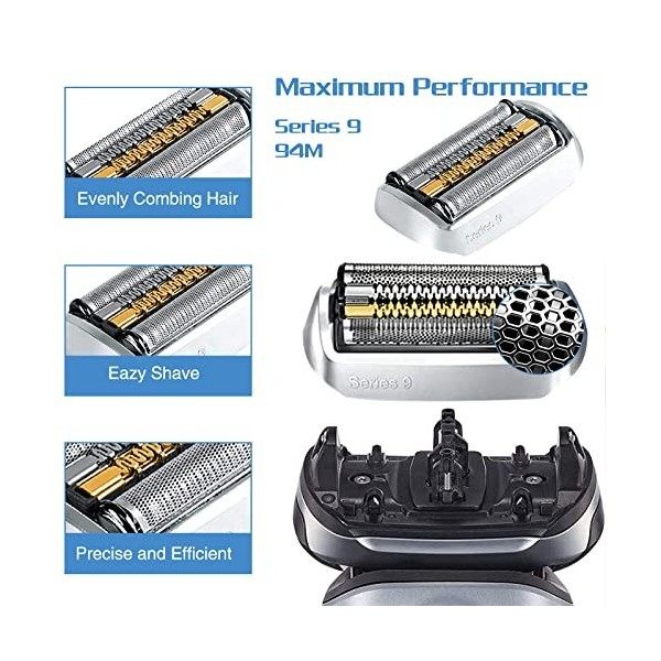 Pièce De Rechange pour Rasoir Serie 9/9 Pro,Tete de Rasoir 94m Easyshave Grille Rasoir électrique Compatible avec les Rasoirs