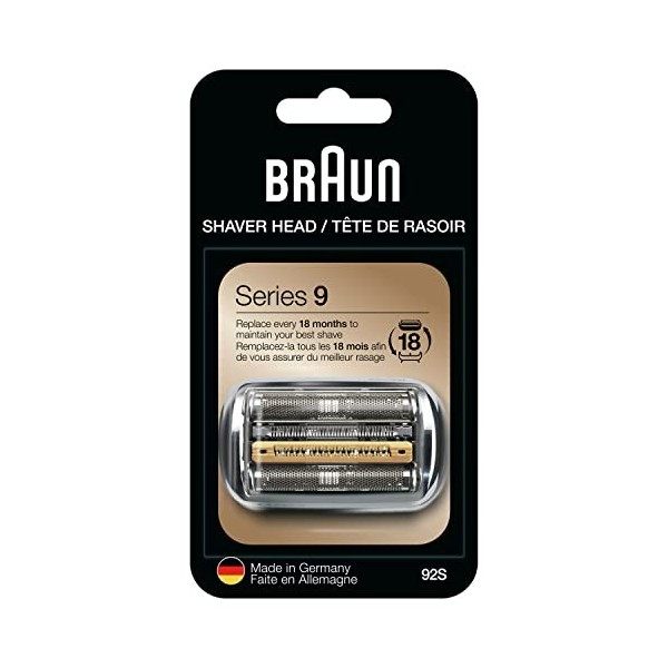 Braun Shaver Pièce de rechange 92S Silver - Compatible avec les rasoirs Series 9 emballage peut varier 