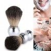 Blaireau de Rasage Tendance pour Homme avec Manche en Plastique Argenté Brosse de Rasage à Barbe Outil de Nettoyage du Visage