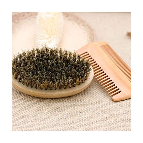 TAKENE Ensemble de Brosse à Barbe pour Homme Costume Brosse de Rasage de Cheveux de PorcPeigne pour Barbe Barbe pour le des O