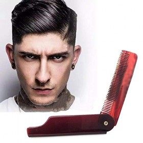 bubbyleyy Peigne Pliable Pliant Pince de Poche Cheveux Moustache Peigne à Barbe Mode Femmes Massage Brosse à Cheveux avec Sac