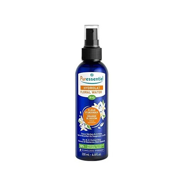 Puressentiel - Hydrolat de Fleur dOranger Bio - 100% dOrigine Naturelle - Idéal pour peaux sèches et irritées - 200ml