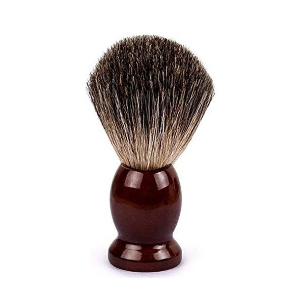 Panysilioer Brosse de Rasage de Cheveux de Blaireau Pur Bois pour Rasoir Double Bord SéCurité Droite Brosse de Rasoir de SéCu