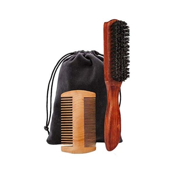 Panysilioer Brosse de Rasage en Poils de Sanglier Brosse une Barbe Double Face Peigne une Barbe Type de RéParation Soins de N