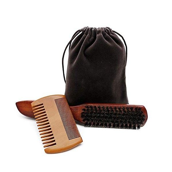 Panysilioer Brosse de Rasage en Poils de Sanglier Brosse une Barbe Double Face Peigne une Barbe Type de RéParation Soins de N