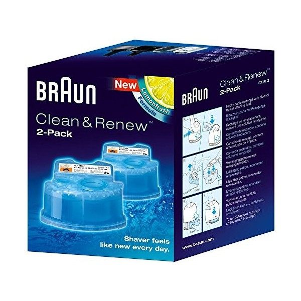 Braun - Pack de 2 Recharges de Liquide Nettoyant pour Système Clean & Renew - CCR2