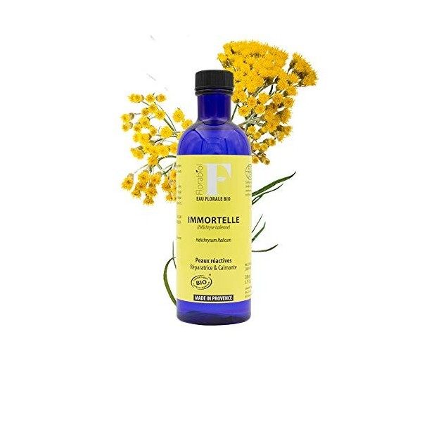 Florabiol - Eau Florale dImmortelle Bio 200ml - eau florale Hélichryse Italienne Bio - Lotion Apaisante - Anti-Rougeurs - Ja