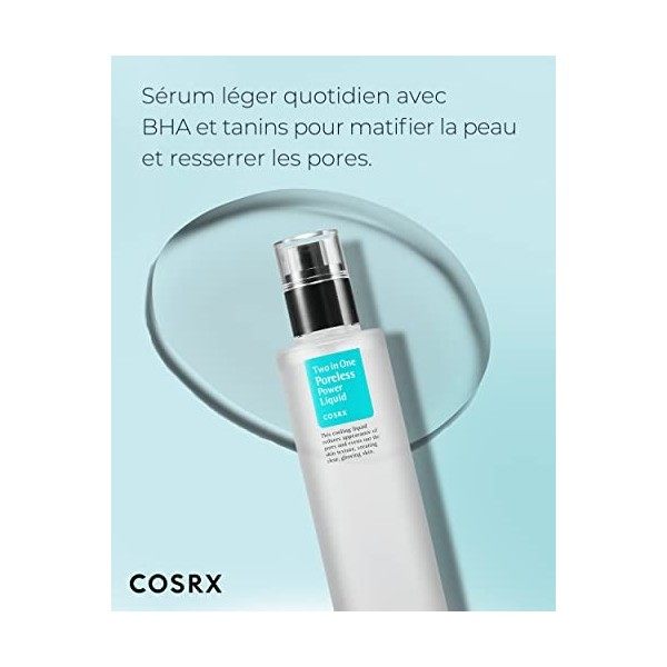 COSRX Lotion puissante pour resserrer les pores deux-en-un 100ml/3,38fl.oz | Hydratant pour le visage au BHA | Resserre les p