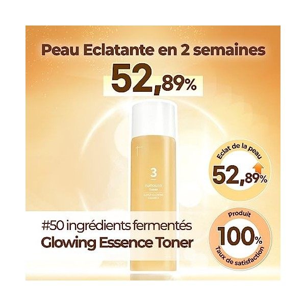 numbuzin No.3 Super Glowing Essence Toner, 6,76 fl oz/ 200 ml | Éclat de la peau, Peau éclatante, Tonique aux essences, Ingré