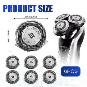 6 Pcs Têtes de Remplacement de Rasoir pour Philips Aqua Touch, Tête de rasoir électrique non originale pour hommes, Compatibl