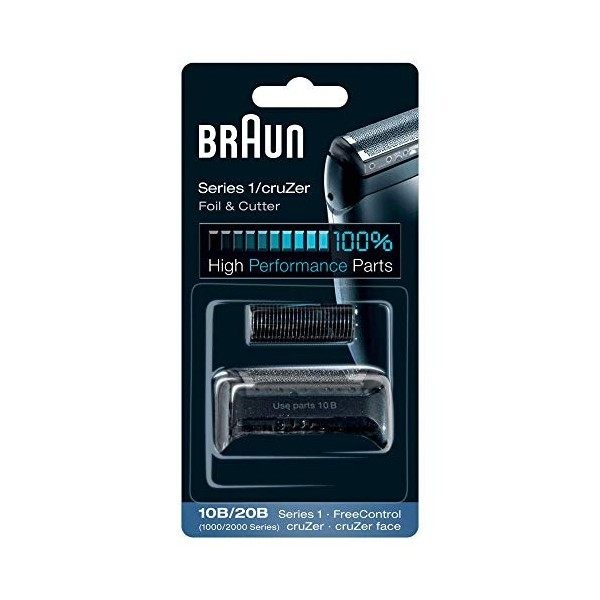 Braun Pièce de Rechange 10B/20B Noire pour Rasoir Compatible avec les Rasoirs CruZer et Series 1 & Series 3 Pièce de Rechange