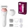 Philips Rasoir féminin Série 6000 sans fil avec 6 accessoires inclus, dont un gant exfoliant, une tondeuse bikini modèle BRL