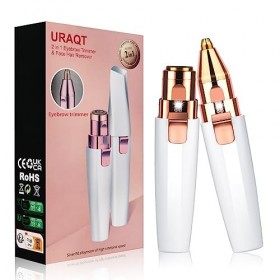 URAQT Épilateur Électrique Femme, 2 en 1 Rasoir Électrique, Bikini Styler, USB rechargeable avec Lumière LED Intégrée pour Ep