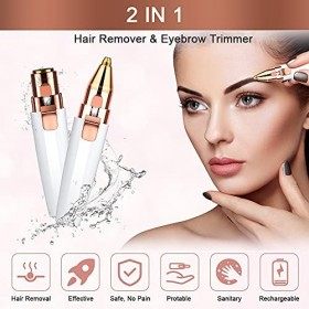 URAQT Épilateur Électrique Femme, 2 en 1 Rasoir Électrique, Bikini Styler, USB rechargeable avec Lumière LED Intégrée pour Ep