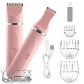 Sans Douleur Tondeuse Femme Intime & Tondeuse Bikini,2 en 1 Rasoir Femme Electrique,Rechargeable Rasoir Electrique Femme,Lame