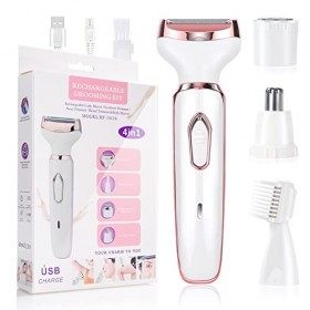 ACWOO Épilateur Électrique Femme, 4-en-1 Sans Fil Avec Technologie Wet & Dry, Bikini Styler, Accessoire Massage, Tête de Raso