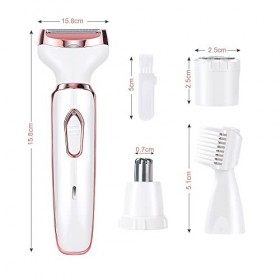 ACWOO Épilateur Électrique Femme, 4-en-1 Sans Fil Avec Technologie Wet & Dry, Bikini Styler, Accessoire Massage, Tête de Raso