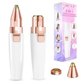 Épilateur facial et sourcils, 2 en 1 Epilateur sourcils Electrique Femme - Tondeuse à Sourcils et épilation Faciale, Rasoir É