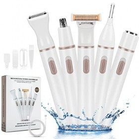 Yokilly 5 En 1 Rasoir Femme,Rasoir électrique Femme Indolore Humide Et Sec,Appareil Dépilation Portable Rechargeable Pour Fe
