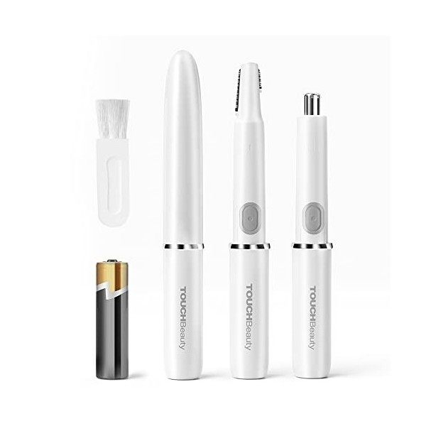 TOUCHBeauty Tondeuse à Sourcils et Rasoir Nez pour Femme, 2 en 1 Epilateur Visage Femme Electrique Indolore pour des Lèvres, 