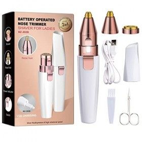 Epilateur Sourcil, Automoness Rasoir Électrique Femme 2 en 1 Rechargeable Rasoir Visage Flawless Epilateur Visage pour Le Cor