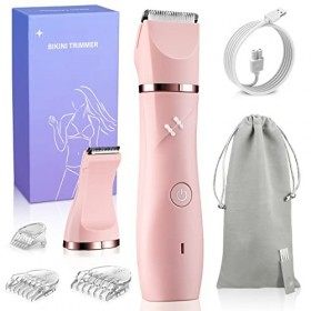 YBLNTEK Tondeuse bikini caoutchoutée douce au toucher pour femme, 2 en 1 rechargeable sans fil, rasoir électrique pour bikini