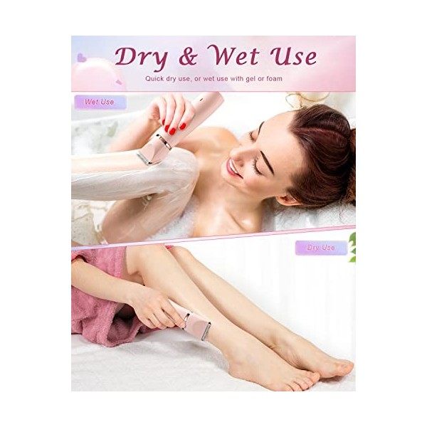 YBLNTEK Tondeuse bikini caoutchoutée douce au toucher pour femme, 2 en 1 rechargeable sans fil, rasoir électrique pour bikini