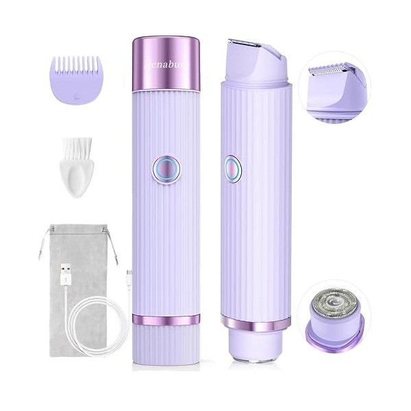 Rasoir Electrique Femme, Denabuty 2 en 1 Tondeuse Bikini et Epilateur Visage pour Femmes Rechargeable, Tondeuse pour Intime M