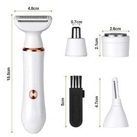 ACWOO Rasoir Électrique Femme, 4 En 1 Rasoir Indolore USB Rechargeable, Tondeuse Femme Indolore, Rasoir Femme Sans Fil, Épila