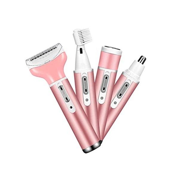 Ghzste Rasoir Electrique Femmes, 4 en 1 Rasoir Femme Sans Fil pour Visage Nez Sourcils et Corps Rasoir Femme Intime Electriqu