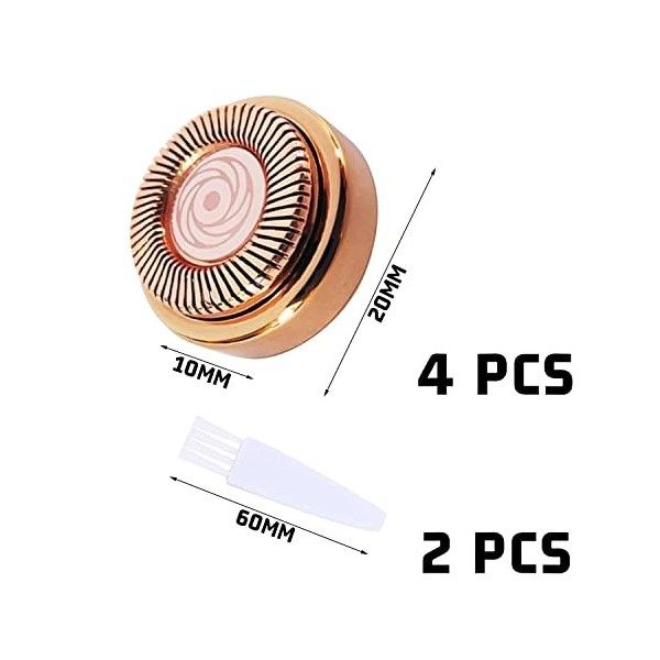 4pcs têtes de rechange pour épilateur facial avec 2 brosses de nettoyage, outil de remplacement dépilation pour les lèvres, 