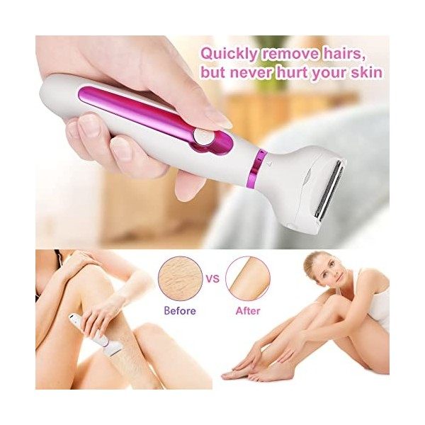 4 en 1 Rasoir Electrique Femme - Epilateur Sourcils Electrique Femme, Tondeuse Femme Indolore, Épilation electrique Femme Ton