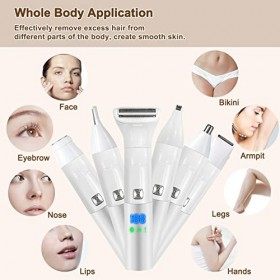 Emooncn 6 in 1 Rasoir Electrique Femme Rasoir Electrique Femme Sans Fil Flawless Tondeuse Femme Intime Tondeuse Bikini Avec é