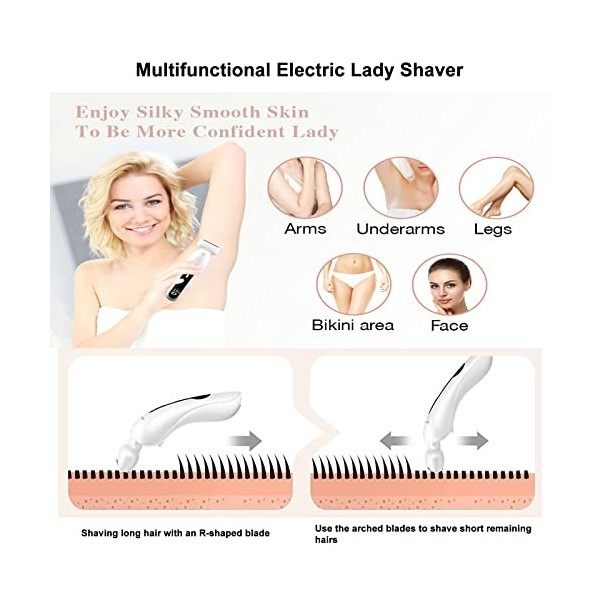 Tondeuse électrique pour bikini pour femme, rasoir électrique 2 en 1, rasoir sans fil rechargeable pour femme, rasoir humide 